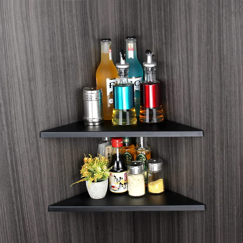 Evron Corner Mounting Shelf,Easy to Install Wall Corner Shelf,Set of 2 (Black Frosting Pattern Right-Angled) Furniture > Shelving > Wall Shelves & Ledges Evron   
