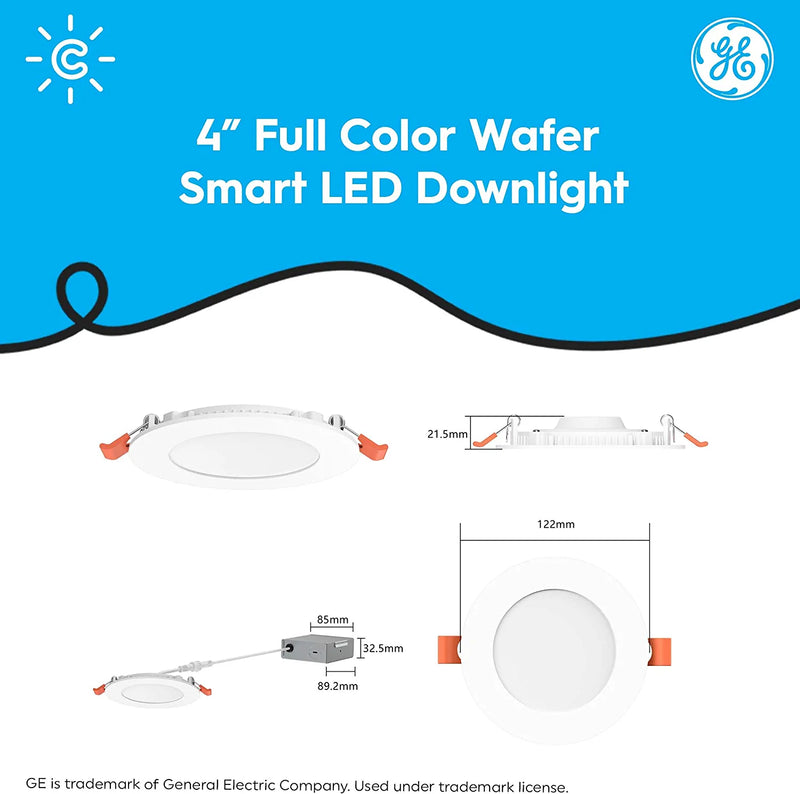 GE CYNC Smart LED Wafer Downlights, Color Changing and White Tones Wafer Lights, No Recessed Housing Required, 4 Inches (Pack of 3) (CFIXCNLR4C1-OT) Home & Garden > Lighting > Flood & Spot Lights GE   