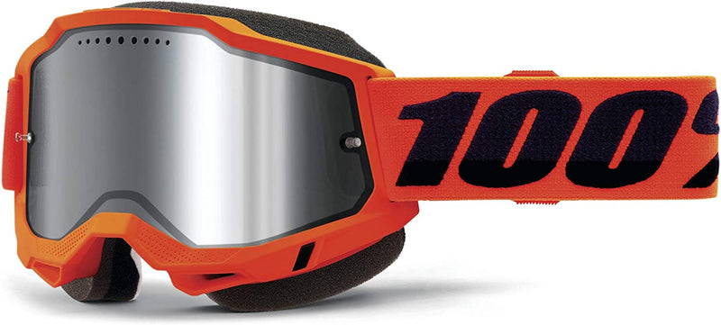 100% Accuri 2 Snowmobile Anti-Fog Goggles - Powersport Racing Protective Eyewear Sporting Goods > Outdoor Recreation > Cycling > Cycling Apparel & Accessories 100% Orange Mirror Silver Lens 