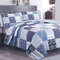 Cozy Line Home Fashions Nate Patchwork Navy/Blue/Green/Red Plaid Cotton Quilt Bedding Set, Reversible Coverlet,Bedspread for Boy/Men/Him (England Patchwork, Queen - 3 Piece) Home & Garden > Linens & Bedding > Bedding Cozy Line Home Fashions Denim Patchwork King - 3 piece 