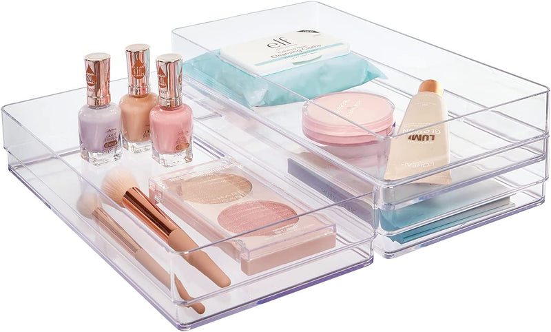Stori Simplesort 6-Piece Stackable Clear Drawer Organizer Set | 6" X 6" X 2" Square Trays | Small Makeup Vanity Storage Bins and Office Desk Drawer Dividers | Made in USA Home & Garden > Household Supplies > Storage & Organization STORi 12x6x2"  