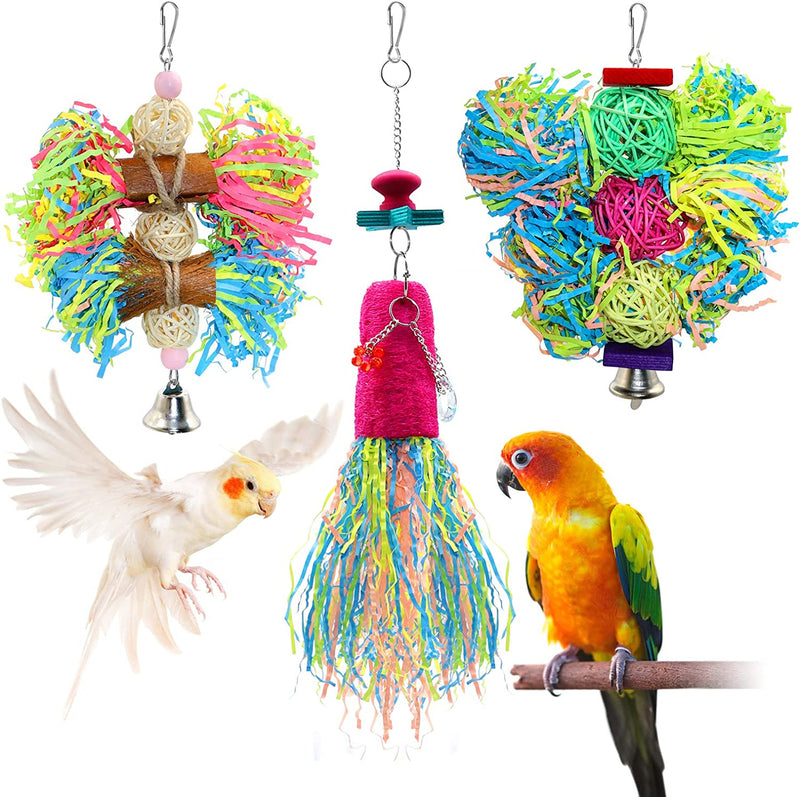 BWOGUE Bird Chewing Toys Parrot Shredder Toy Shred Foraging Hanging Cage Toy for Conure Cockatiel African Grey (3 Pack) Animals & Pet Supplies > Pet Supplies > Bird Supplies > Bird Toys BWOGUE   