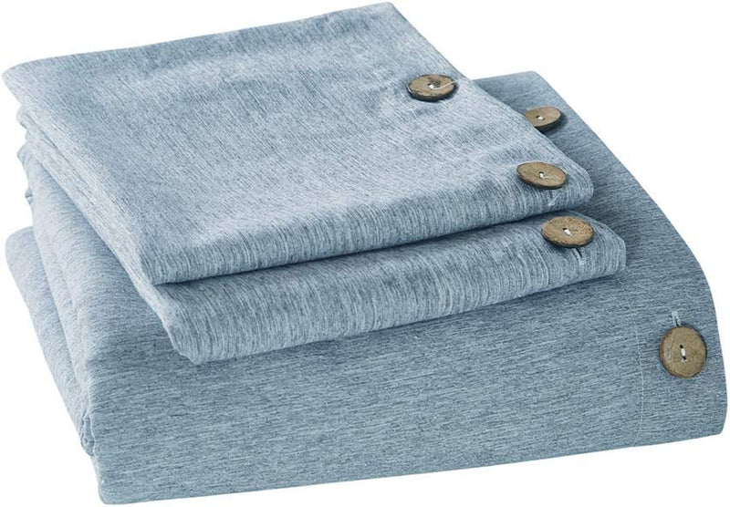 MUKKA Duvet Cover King Blue Heather Chambray, Simple Style with Coconut Button Closure Brushed Microfiber Luxury & Breathable, Easy Care Bed Linen Home & Garden > Linens & Bedding > Bedding MUKKA HOME Blue King (1 Duvet Cover+2 Pillow Cases) 