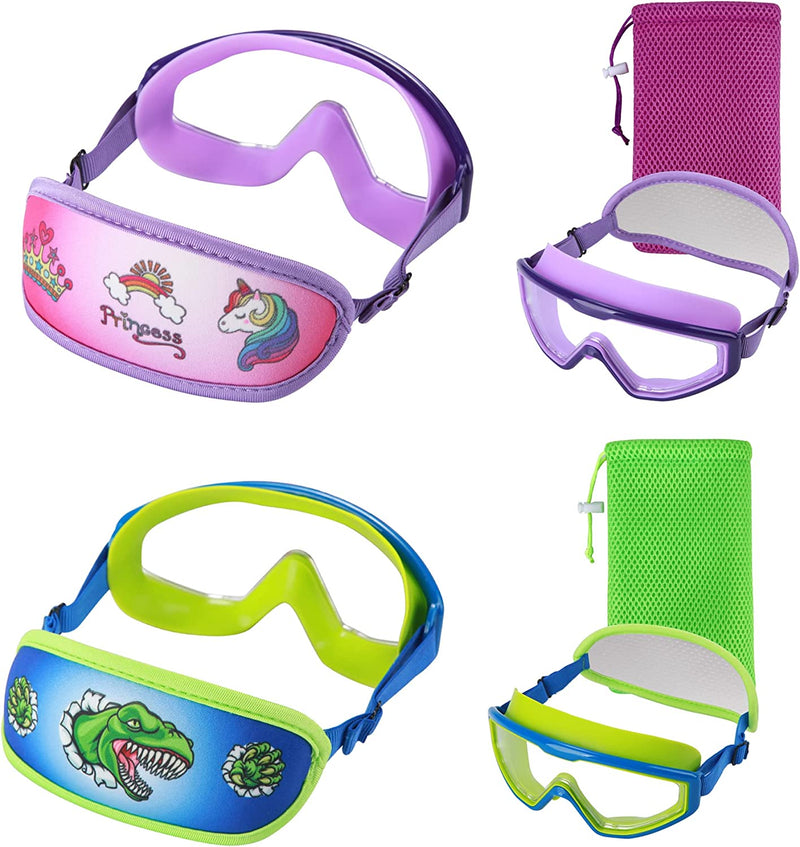 Kids Swim Goggles, Toddler Goggles, Swimming Goggles No Tangle / Bungee Strap Age 3-14 Sporting Goods > Outdoor Recreation > Boating & Water Sports > Swimming > Swim Goggles & Masks RUIGAO 2pk Kids Mask -Purple / Dino  