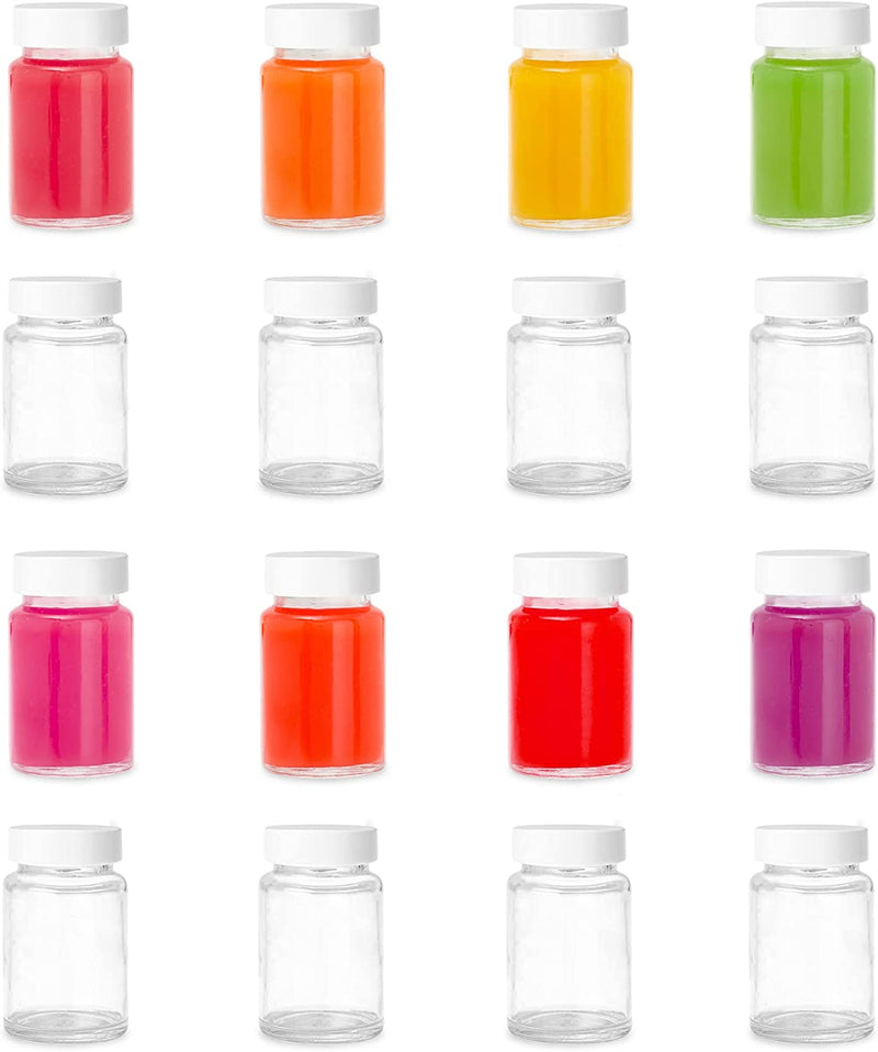 Ilyapa Glass Juice Shot Bottles Pack of 16-2Oz on the Go Beverage Storage Container with White Cap, Reusable, Leak Proof Home & Garden > Decor > Decorative Jars Ilyapa 16 4oz 