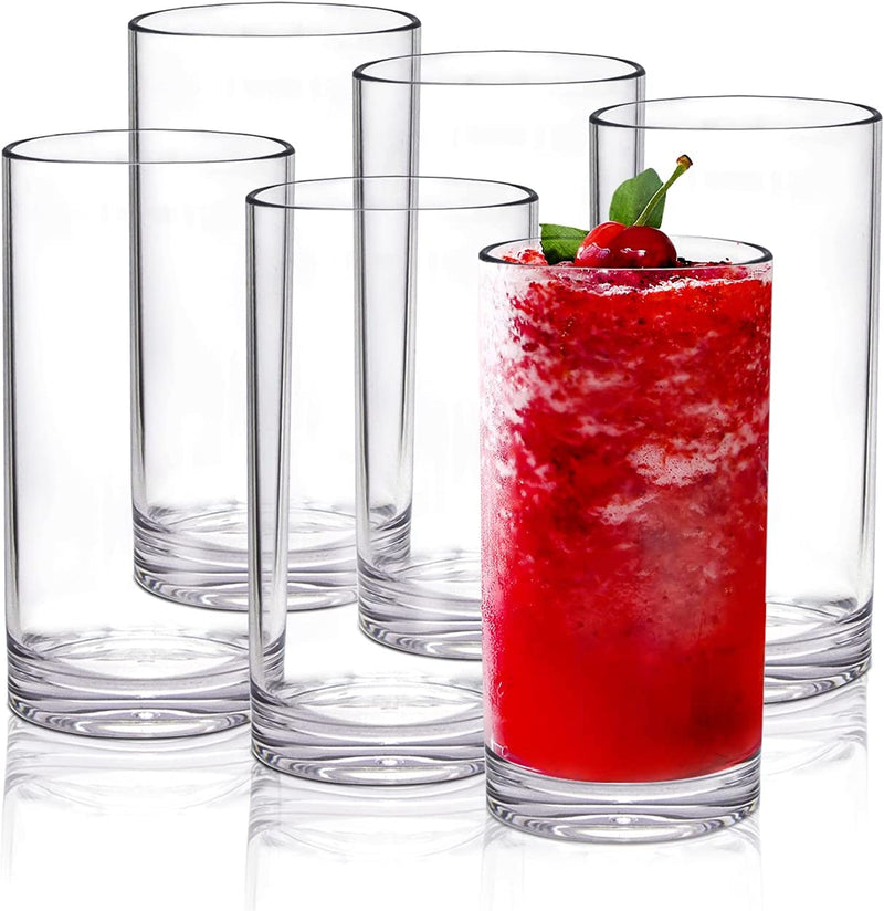 Golemas Plastic Drinking Glasses Set of 6, Reusable Acrylic Highball Tall Water Tumblers Glassware Sets, Dishwasher Safe Suitable for Bar, Home, Kitchen, Party, Outside(17 Ounce, Set of 6) Home & Garden > Kitchen & Dining > Tableware > Drinkware Golemas Clear 17 ounces 