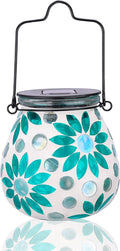 Afirst Mosaic Solar Lanterns Outdood - Glass Hanging Solar Lights Hollow Out Waterproof Table Lamp Outdoor Decorative for Garden, Patio, Holiday Party Outdoor Decoration Home & Garden > Lighting > Lamps Viigarden Green flower  