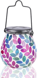 Afirst Mosaic Solar Lanterns Outdood - Glass Hanging Solar Lights Hollow Out Waterproof Table Lamp Outdoor Decorative for Garden, Patio, Holiday Party Outdoor Decoration Home & Garden > Lighting > Lamps Viigarden Leave  