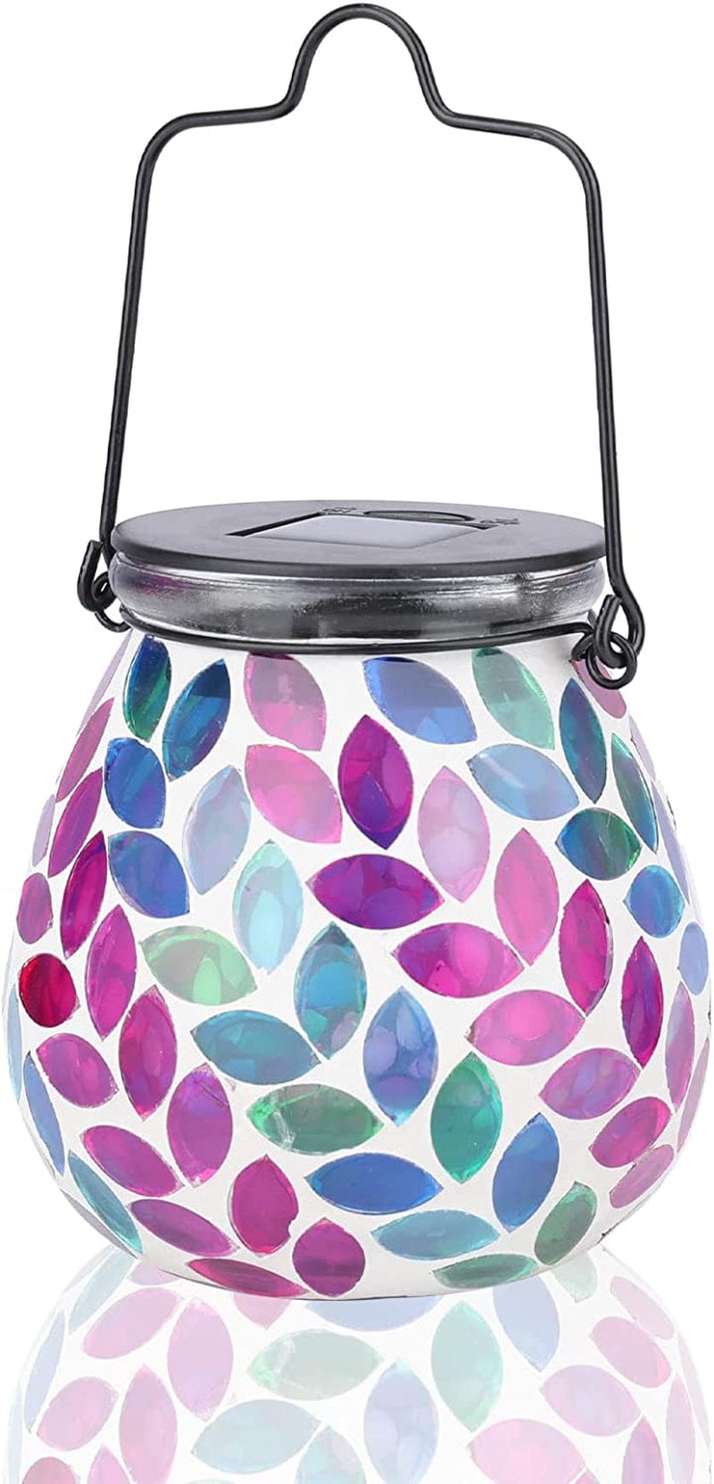 Afirst Mosaic Solar Lanterns Outdood - Glass Hanging Solar Lights Hollow Out Waterproof Table Lamp Outdoor Decorative for Garden, Patio, Holiday Party Outdoor Decoration Home & Garden > Lighting > Lamps Viigarden Leave  