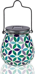 Afirst Mosaic Solar Lanterns Outdood - Glass Hanging Solar Lights Hollow Out Waterproof Table Lamp Outdoor Decorative for Garden, Patio, Holiday Party Outdoor Decoration Home & Garden > Lighting > Lamps Viigarden Flower  