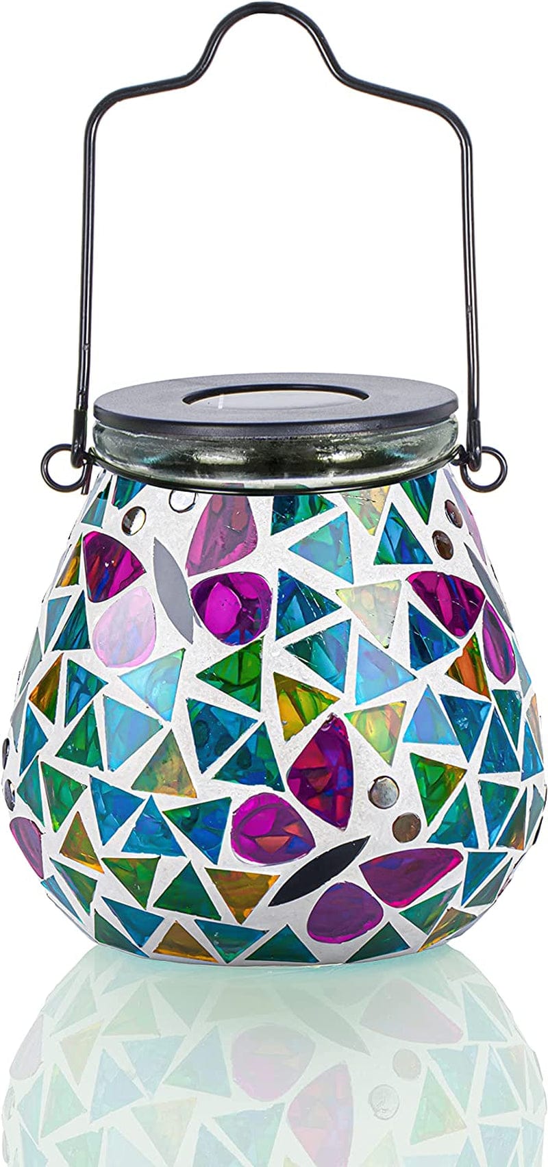 Afirst Mosaic Solar Lanterns Outdood - Glass Hanging Solar Lights Hollow Out Waterproof Table Lamp Outdoor Decorative for Garden, Patio, Holiday Party Outdoor Decoration Home & Garden > Lighting > Lamps Viigarden Butterfly  