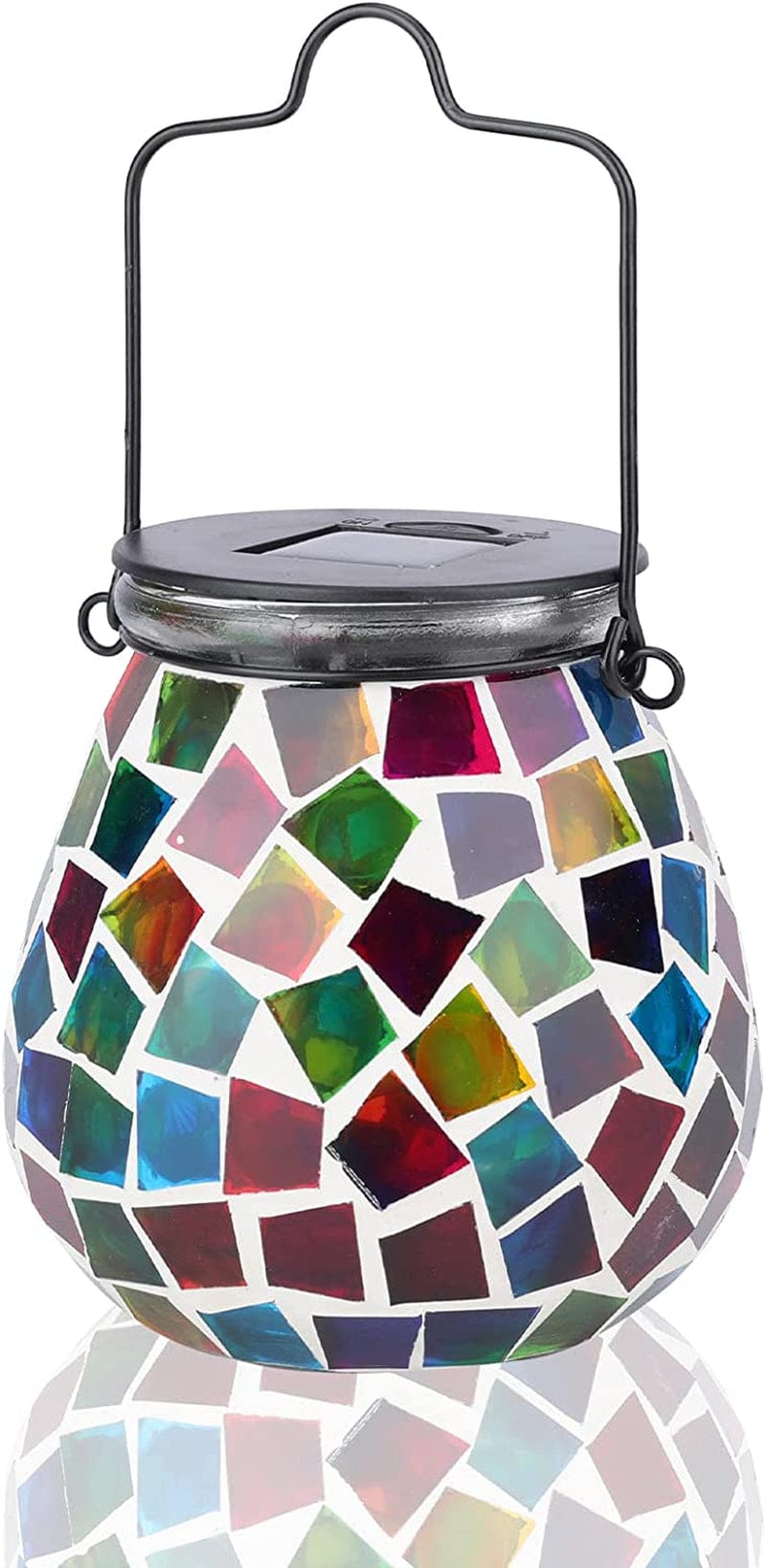 Afirst Mosaic Solar Lanterns Outdood - Glass Hanging Solar Lights Hollow Out Waterproof Table Lamp Outdoor Decorative for Garden, Patio, Holiday Party Outdoor Decoration Home & Garden > Lighting > Lamps Viigarden Square  