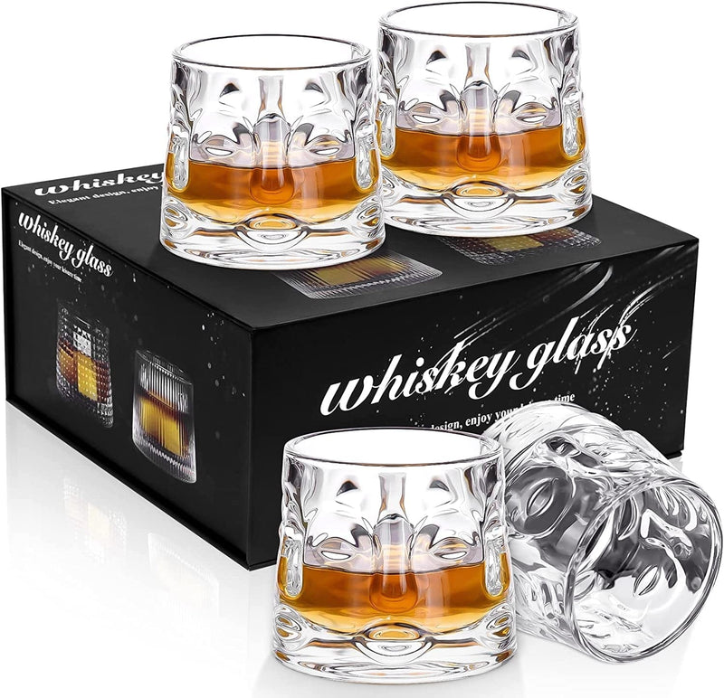 AFN Whiskey Glasses Set of 4, 8 Oz Rocks Barware, Old Fashioned Clear Glassware with Luxury Gift Box for Scotch, Bourbon, Liquor, Brandy, Rum and Cocktail Drinks (All Style) Home & Garden > Kitchen & Dining > Barware AFN Portrait Style  
