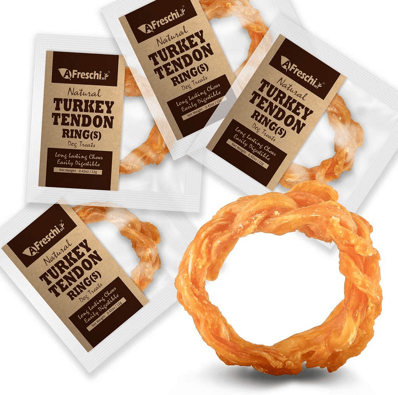 AFreschi Turkey Tendon for Dogs, Premium All-Natural, Hypoallergenic, Dog Chew Treat, Easy to Digest, Alternative to Rawhide, Ingredient Sourced from USA, (Small) Home & Garden > Decor > Seasonal & Holiday Decorations& Garden > Decor > Seasonal & Holiday Decorations A Freschi srl Ring 1 Count (Pack of 4) 