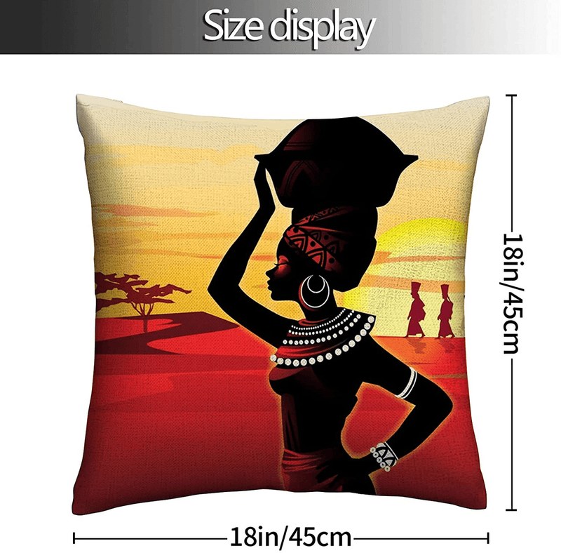 African American Black Women Home Decor Throw Pillow Covers 18X18 Inches African Girl Art Cushion Covers Decorative Pillows for Living Room Bedroom Sofa Bed Chair (Set of 2) Home & Garden > Decor > Chair & Sofa Cushions Cukemip   