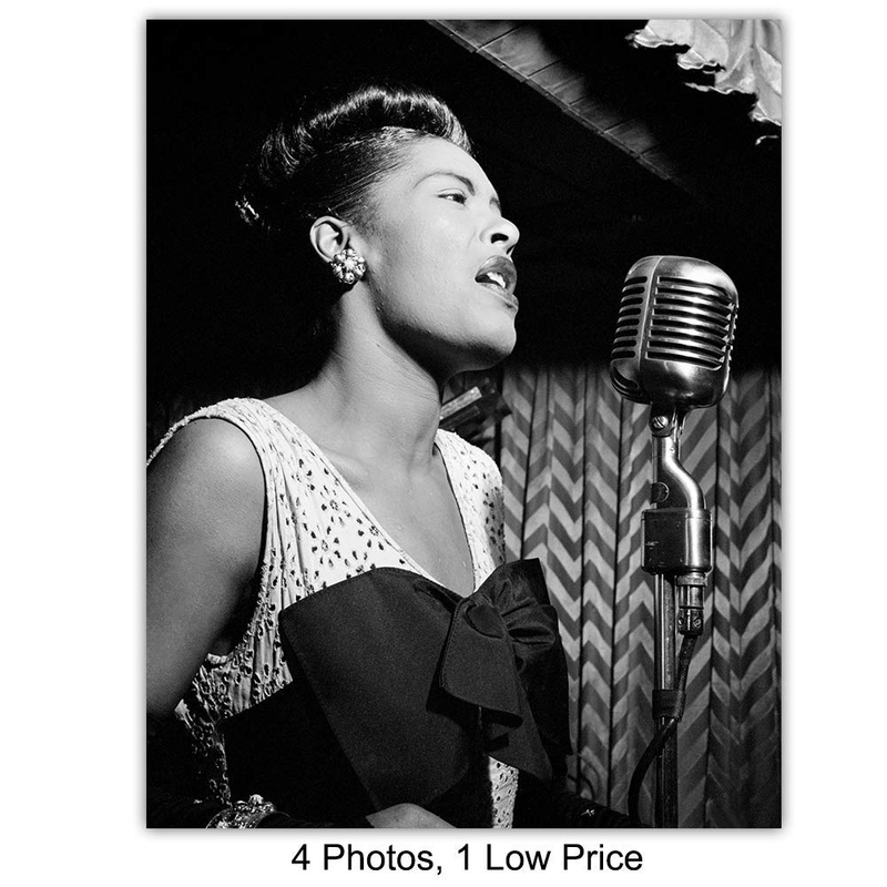 African American Musicians Vintage Photo Set - Billie Holiday, Ella Fitzgerald, Duke Ellington, Satchmo, Louis Armstrong - Black History Wall Art Decor Gift - Famous Jazz Music Musicians Pictures