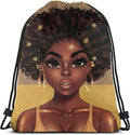 African American Women Drawstring Backpack Black Girl Sport Gym Bag Waterproof, Durable and Light Sackpack for Women Girls Home & Garden > Household Supplies > Storage & Organization Syifasya Black Girl10 14"L x 16"H 
