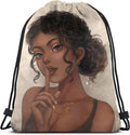 Afro American Woman Drawstring Backpack Black Girl Sport Gym Bag Waterproof, Durable and Light Sackpack for Girls Home & Garden > Household Supplies > Storage & Organization Syifasya Black Girl12 14"L x 16"H 