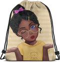 Afro American Woman Drawstring Backpack Black Girl Sport Gym Bag Waterproof, Durable and Light Sackpack for Girls Home & Garden > Household Supplies > Storage & Organization Syifasya Black Girl5 14"L x 16"H 