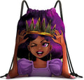 Afro American Woman Drawstring Backpack Black Girl Sport Gym Bag Waterproof, Durable and Light Sackpack for Girls Home & Garden > Household Supplies > Storage & Organization Syifasya Black Girl7 14"L x 16"H 
