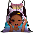 Afro American Woman Drawstring Backpack Black Girl Sport Gym Bag Waterproof, Durable and Light Sackpack for Girls Home & Garden > Household Supplies > Storage & Organization Syifasya Black Girl2 14"L x 16"H 
