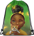 Afro American Woman Drawstring Backpack Black Girl Sport Gym Bag Waterproof, Durable and Light Sackpack for Girls Home & Garden > Household Supplies > Storage & Organization Syifasya Black Girl9 14"L x 16"H 