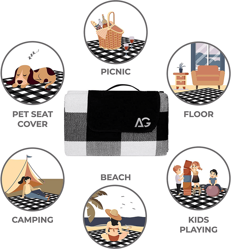 AG Picnic Outdoor Blanket Park Blankets Beach Mat Waterproof Blanket for Camping on Grass Oversized Seats 60’’ X 80’’ Adults Water Resistant Picnic Mat Camping Blanket Home & Garden > Lawn & Garden > Outdoor Living > Outdoor Blankets > Picnic Blankets AG Bedding   