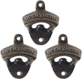 Aged Bronze Satin Wall Mount Beer Bottle Opener Cast Iron for Patio Party Gifts and Antique Style Décor (Pack of 3)