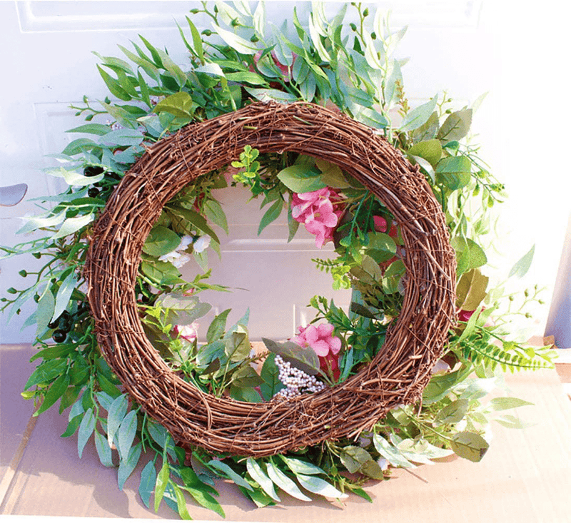Agirlgle Spring Wreath Artificial Rose Flower Wreath for Front Door 22 Inch Springtime Faux Flower and Artificial Flower Hanger Indoor Natural Vine Wreath Home Decor for Window, Outdoor, Wedding Home & Garden > Decor > Seasonal & Holiday Decorations Agirlgle   