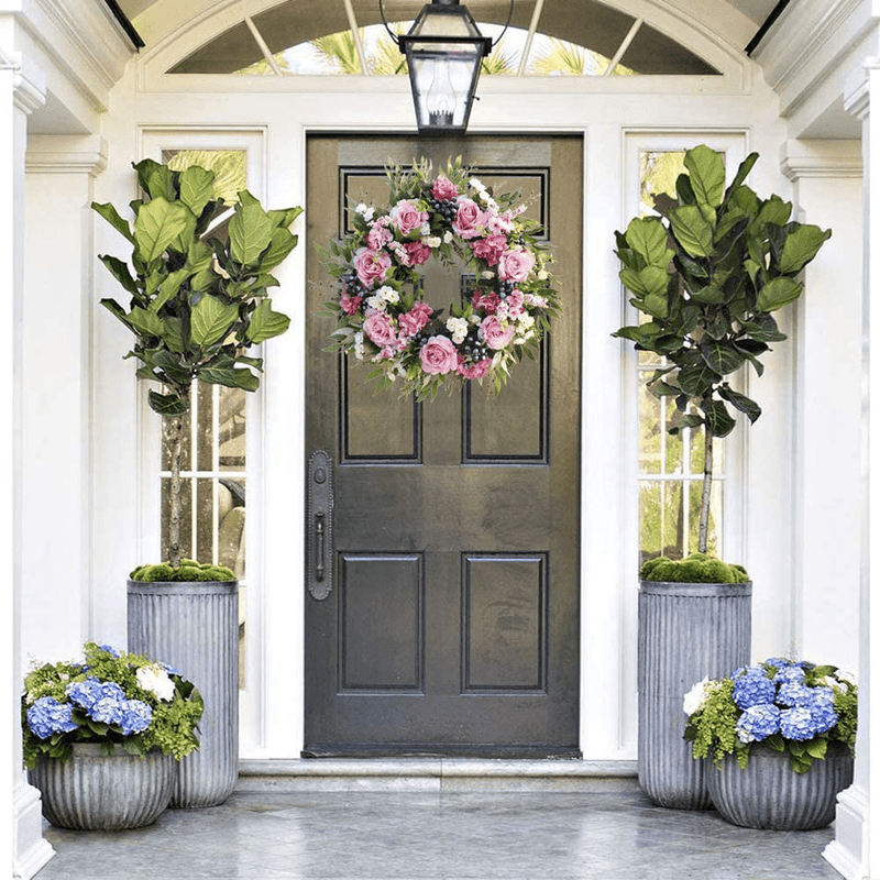 Agirlgle Spring Wreath Artificial Rose Flower Wreath for Front Door 22 Inch Springtime Faux Flower and Artificial Flower Hanger Indoor Natural Vine Wreath Home Decor for Window, Outdoor, Wedding Home & Garden > Decor > Seasonal & Holiday Decorations Agirlgle   