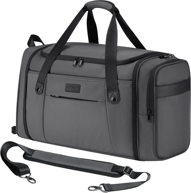 AGLAUS Tourenne 45L Travel Duffel Bag Foldable Weekender Sport Gym Duffle Carry on Luggage with Shoe Compartment Wear/Tear Resistant Water Repellent 1680D Ballistic Polyester - Grey Home & Garden > Household Supplies > Storage & Organization AGLAUS Grey  