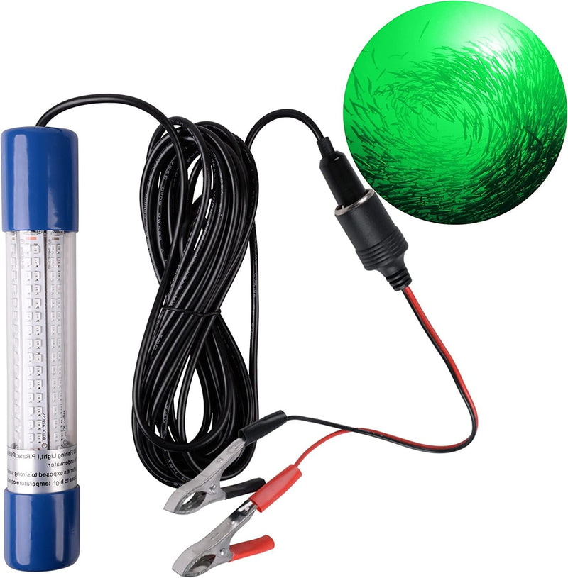 AGOOL LED Underwater Fishing Light 1000 Lumens 180 LED 8W 12V Submersible Fishing Bait Finder Night Fishing Light Deep Drop Light Boat Decorative Light for Shrimp Squid and Fish Crowds Home & Garden > Pool & Spa > Pool & Spa Accessories AGOOL Green with Battery Clip & Power Plug 