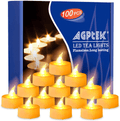 AGPtEK Tea Lights,100 Pack Flameless LED Candles Battery Operated Tealight Candles No Flicker Long Lasting Tealight for Wedding Holiday Party Home Decoration(Cool White) Home & Garden > Decor > Home Fragrances > Candles AGPTEK Yellow  