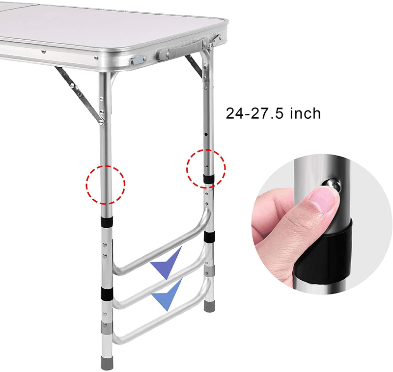 AHB Outdoor Folding Camp Table with Storage Organizer, Aluminum Lightweight Adjustable Picnic Table, Portable Foldable Table for Camping, Picnic, Outdoor Sporting Goods > Outdoor Recreation > Camping & Hiking > Camp Furniture AHB   