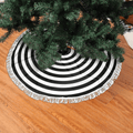 AHOOCUSTOM Black and White 30 in Christmas Tassel Tree Skirt, Versatile Occasion Easy to Change, Funny Halloween Holiday Party Supplies Table Top Tree Mat Cover Decoration Ornaments Home & Garden > Decor > Seasonal & Holiday Decorations > Christmas Tree Skirts AHOOCUSTOM Black and White Ring 30" 