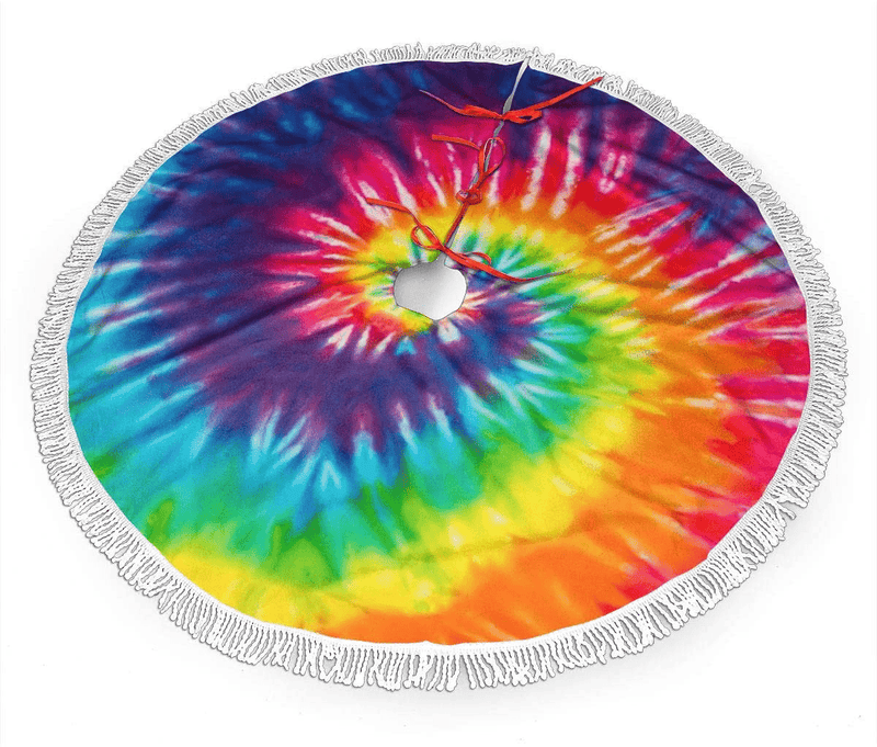 AHOOCUSTOM Black and White 30 in Christmas Tassel Tree Skirt, Versatile Occasion Easy to Change, Funny Halloween Holiday Party Supplies Table Top Tree Mat Cover Decoration Ornaments Home & Garden > Decor > Seasonal & Holiday Decorations > Christmas Tree Skirts AHOOCUSTOM Tie Dye 3d 36" 