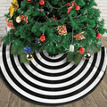 AHOOCUSTOM Small Black and White Christmas Tree Skirt 30 in Annual Rings, Rustic Decorations Farmhouse for Merry Xmas Holiday Party Supplies Slim Tree Mat Wedding Decor Ornaments for Mini Table Top