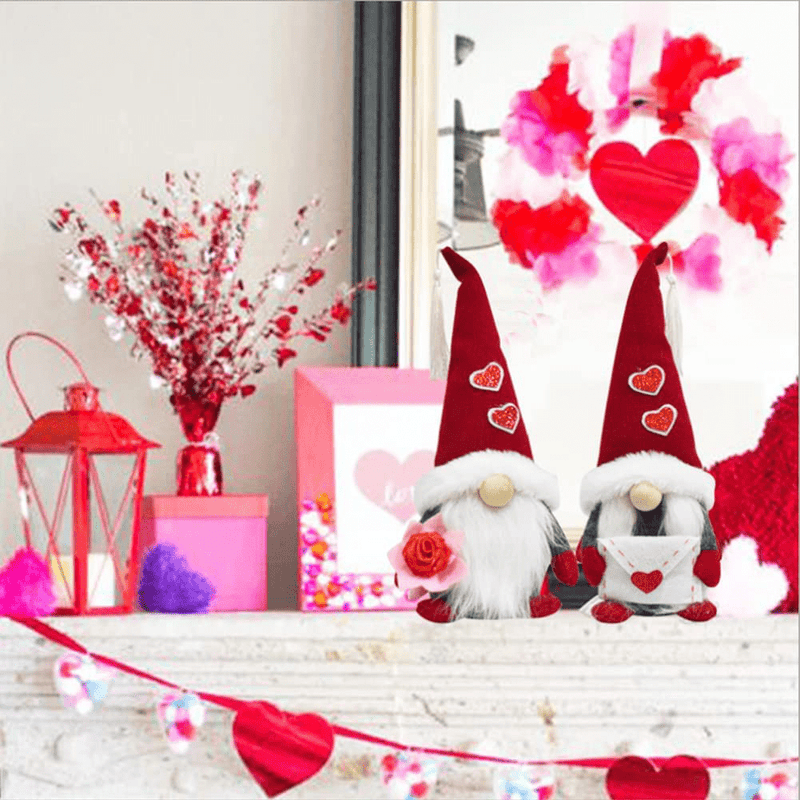 Ahzemepinyo 2 Pieces Valentines Day Gnome Plush Decoration Valentines Day Mr & Mrs Handmade Swedish Tomte Decor Handmade Gnome Ornaments for Valentines Day Decorations Ornaments Home & Garden > Decor > Seasonal & Holiday Decorations Ahzemepinyo   