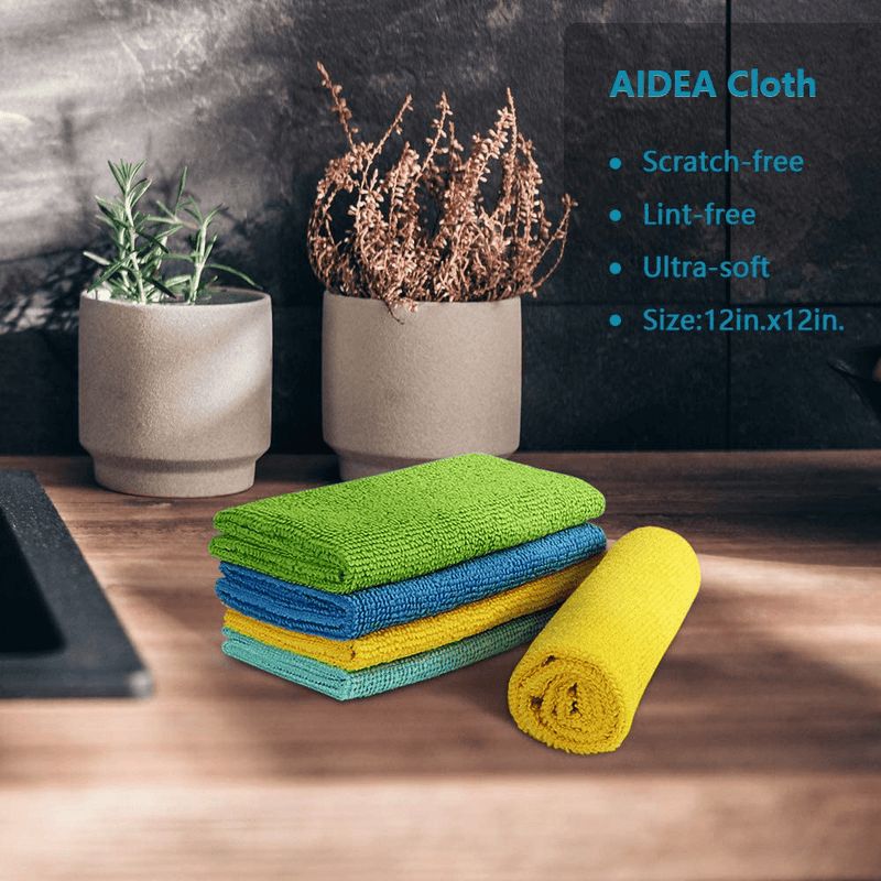 AIDEA Microfiber Cleaning Cloths-8PK, All-Purpose Softer Highly Absorbent, Lint Free - Streak Free Wash Cloth for House, Kitchen, Car, Window, Gifts(12in.x 12in.) Home & Garden > Household Supplies > Household Cleaning Supplies AIDEA   