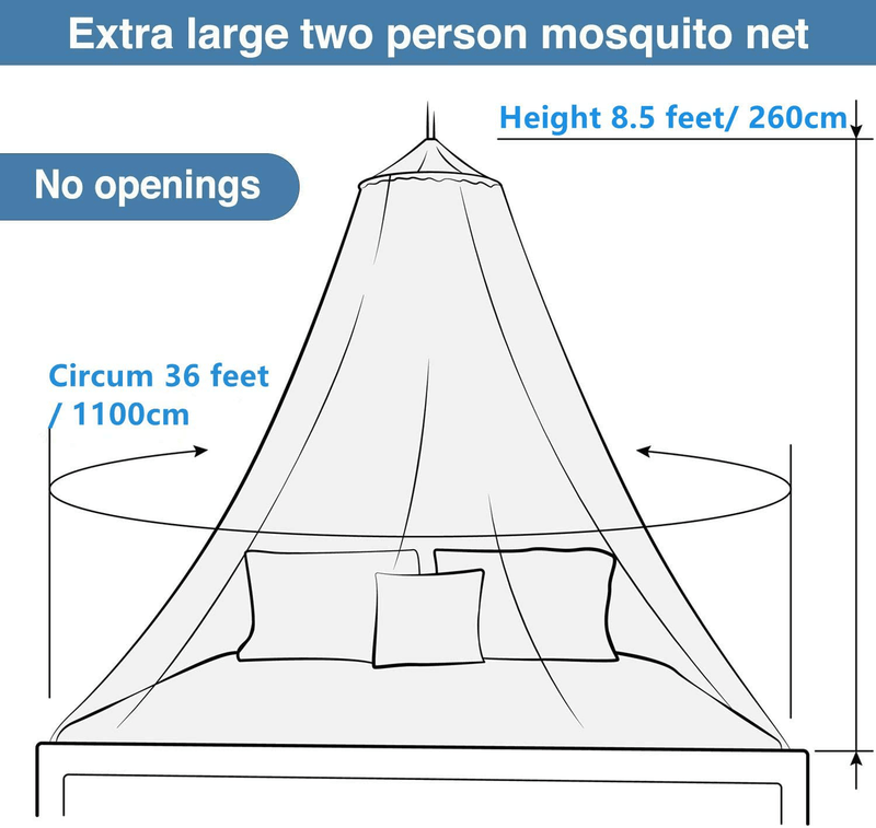 Aifusi Mosquito Net for Bed, King Size Bed Canopy Hanging Curtain Netting, Princess round Hoop Sheer Bed Canopy for All Kids Baby Cribs and Adult Beds Fit Twin, Full, Queen -White Sporting Goods > Outdoor Recreation > Camping & Hiking > Mosquito Nets & Insect Screens AIFUSI   