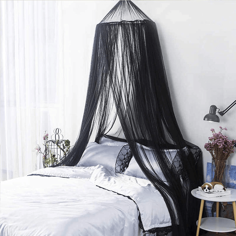 Aifusi Mosquito Net for Bed, King Size Bed Canopy Hanging Curtain Netting, Princess round Hoop Sheer Bed Canopy for All Kids Baby Cribs and Adult Beds Fit Twin, Full, Queen -White Sporting Goods > Outdoor Recreation > Camping & Hiking > Mosquito Nets & Insect Screens AIFUSI Black  