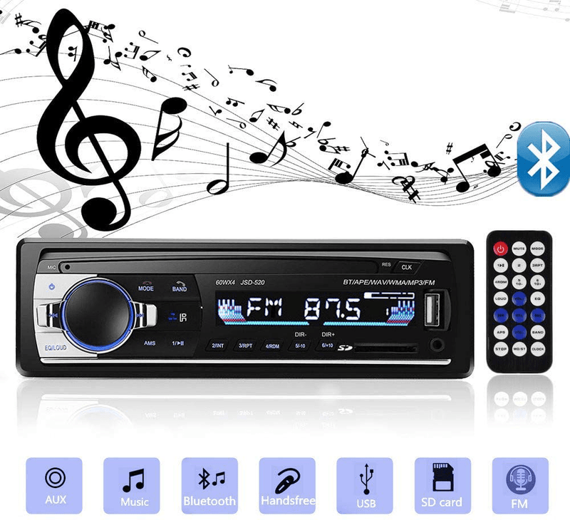 Aigoss Bluetooth Car Stereo, 4x60W Car Audio FM Radio, MP3 Player USB/SD/AUX Hands Free Calling with Wireless Remote Control Electronics > Audio > Audio Players & Recorders > Radios Aigoss Default Title  