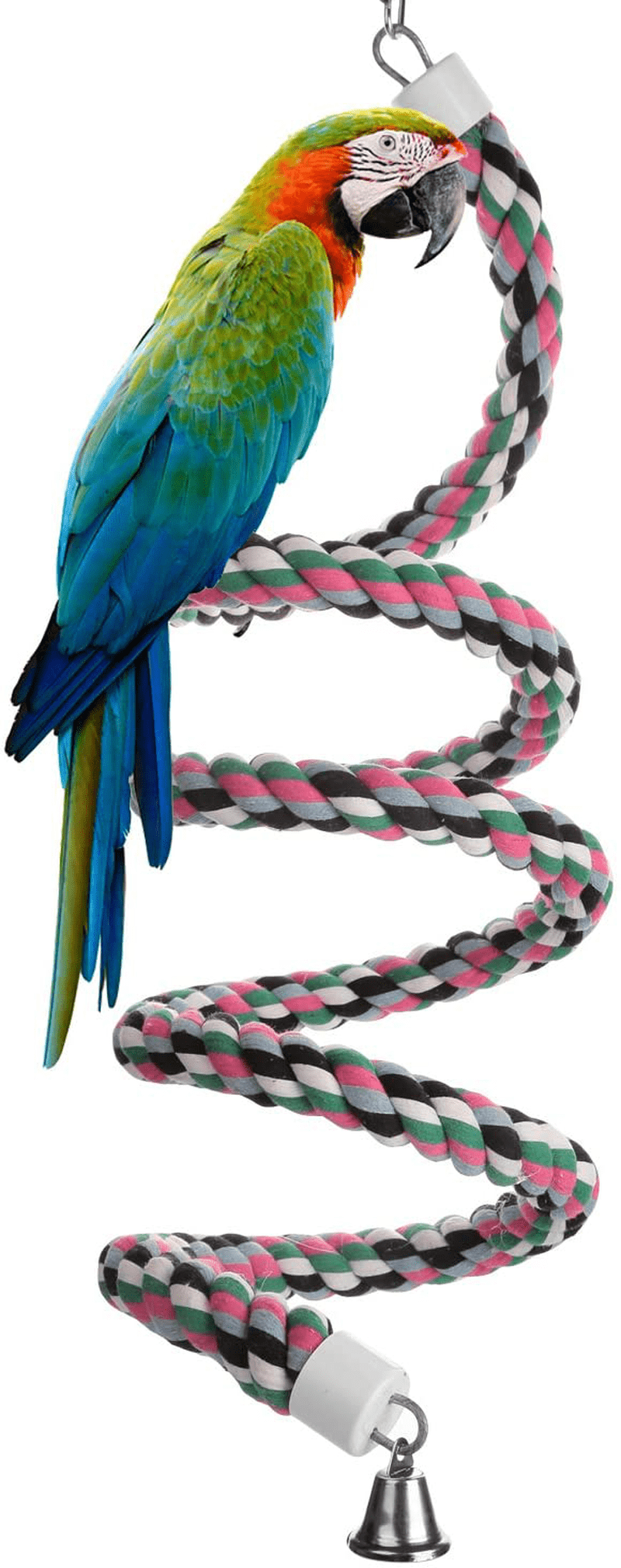 Aigou Bird Spiral Rope Perch, Cotton Parrot Swing Climbing Standing Toys with Bell Animals & Pet Supplies > Pet Supplies > Bird Supplies > Bird Toys Aigou Large - 94.4 inch  