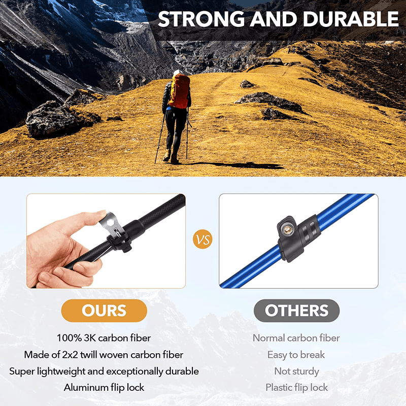 Aihoye Carbon Fiber Trekking Poles - Lightweight Collapsible Walking or Hiking Sticks with Natural Cork Grips and Quick Locks, All Terrain Accessories and Carry Bag Sporting Goods > Outdoor Recreation > Camping & Hiking > Hiking Poles Aihoye   