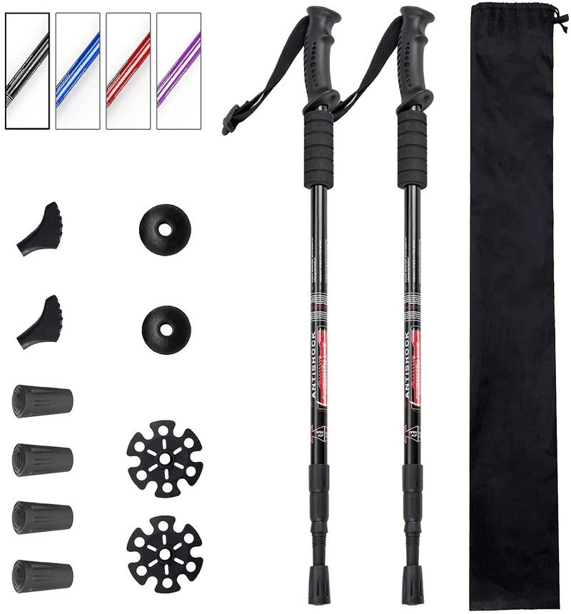 Aihoye Trekking Poles Shock Absorbing Adjustable Hiking or Walking Sticks for Hiking Collapsible Strong, 2-Pc Pack Lightweight Walking Pole, All Terrain Accessories and Carry Bag Sporting Goods > Outdoor Recreation > Camping & Hiking > Hiking Poles Aihoye black  