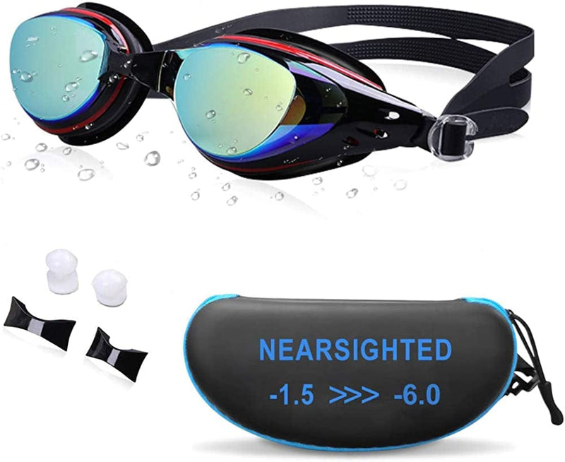 AIKOTOO Nearsighted Swim Goggles, Shortsighted Swimming Goggles Sporting Goods > Outdoor Recreation > Boating & Water Sports > Swimming > Swim Goggles & Masks AIKOTOO Mirrored Coating Black 19 -3 