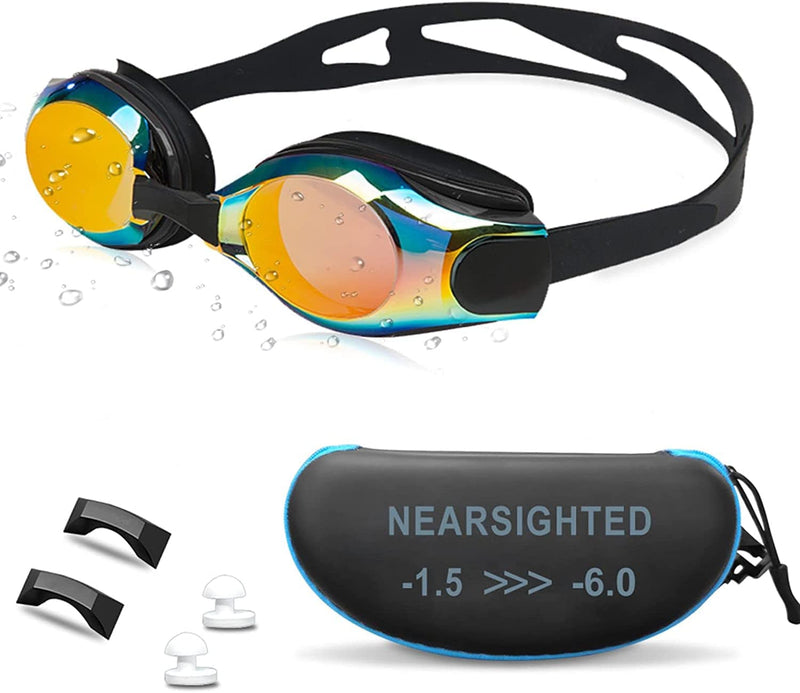 AIKOTOO Nearsighted Swim Goggles, Shortsighted Swimming Goggles Sporting Goods > Outdoor Recreation > Boating & Water Sports > Swimming > Swim Goggles & Masks AIKOTOO Mirrored Coating Black 59 -5.5 