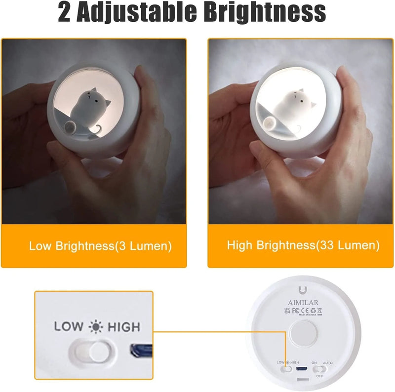 AIMILAR Rechargeable Motion Sensor Night Light Magnetic Nightlights Adjustable Brightness Stick-Anywhere Cat Lamp for Wall Bedroom Closet Stairs Cabinet Home & Garden > Lighting > Night Lights & Ambient Lighting AIMILAR   