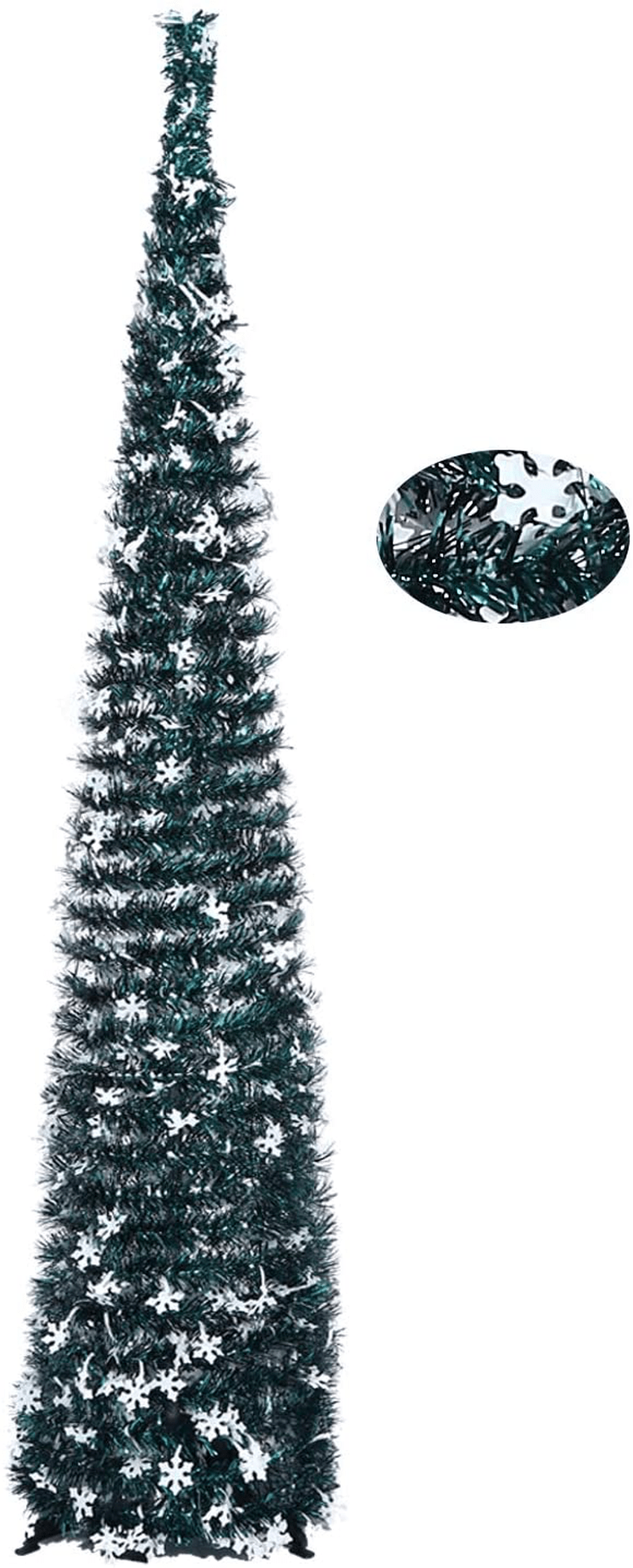 Airelon 5FT Pop Up Christmas Decoration Green Tinsel Trees Reflective Sequins, Collapsible Artificial Pencil Slim Tree Stand Easy-Assembly Reusable for Home Decoration(Green) Home & Garden > Decor > Seasonal & Holiday Decorations > Christmas Tree Stands Airelon Blue  