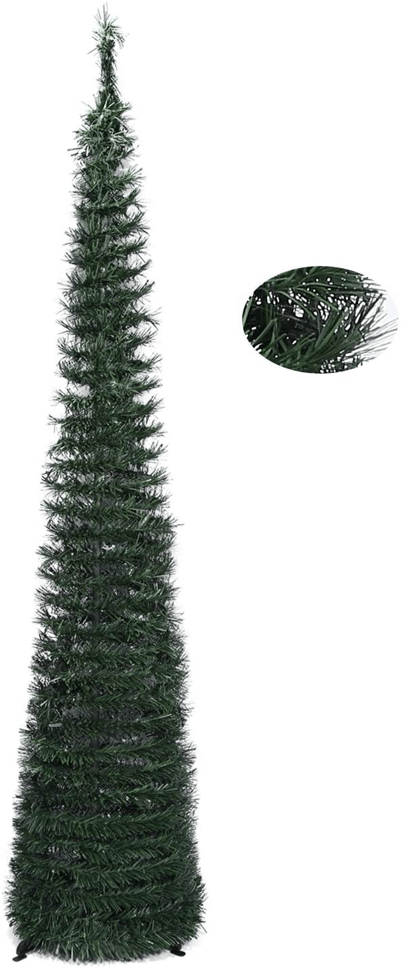 Airelon 5FT Pop Up Christmas Decoration Green Tinsel Trees Reflective Sequins, Collapsible Artificial Pencil Slim Tree Stand Easy-Assembly Reusable for Home Decoration(Green) Home & Garden > Decor > Seasonal & Holiday Decorations > Christmas Tree Stands Airelon Green  